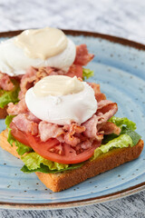 Wall Mural - toast with poached egg and bacon