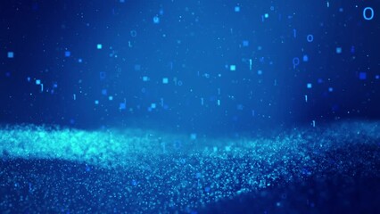 Cyberspace futuristic technology digital network binary matrix digital particles grid dot line background. Abstract motion particle science business corporate concept.