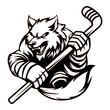 angry wolf. hockey team logo. wolf mascot, emblem of a wolf on a white background. wolf vector illustration. black-and-white version.