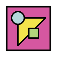 Sticker - Circle Shapes Square Filled Outline Icon