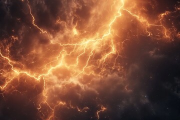 Wall Mural - Dark cloud at night with thunder bolt.