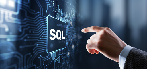 SQL Structured Query Language. Technology concept. Icon virtual screen