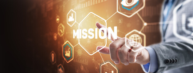 Wall Mural - mission concept. financial success chart concept on virtual screen. business background