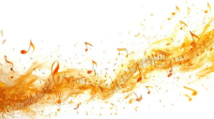 Wall Mural - composition of music sound with note melody line isolated on white b
