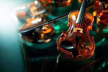 Aufkleber - Violin - Rich range and green abstract shapes in a rounded form.