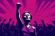 © Gelpi - African woman fighting for her rights and raising her fist in a sign of fight. Generative AI