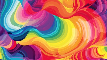 Wall Mural -  a multicolored abstract background with swirls and curves in the form of a rainbow - colored stream of paint on a black background.