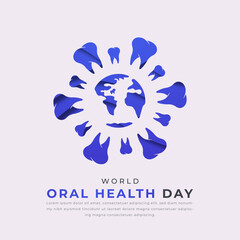 Wall Mural - World Oral Health Day Paper cut style Vector Design Illustration for Background, Poster, Banner, Advertising, Greeting Card