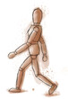 Mannequin walking made in watercolor style brown wallpaper