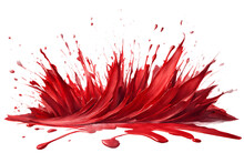 Red Paint Brush Strokes In Watercolor On A Transparent Background