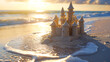 beautiful sand castle on the ocean shore