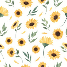 Yellow Sun Seamless Pattern Flower Frame Background