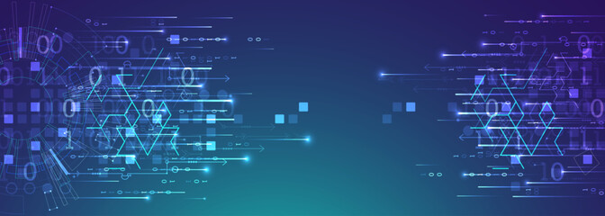 Aufkleber - Handmade abstract technology concept. Circuit board, high computer color background. Vector illustration with space for content, web - template, business tech presentation.