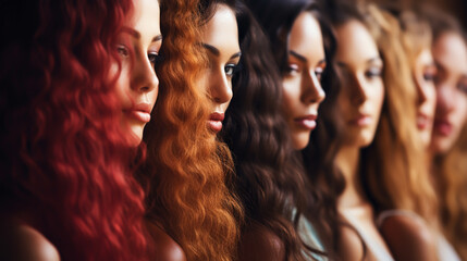 Diversity, beauty and portrait of a group of women in studio for skincare, makeup or cosmetic routine. Feminism, female empowerment and face of multicultural girl friends