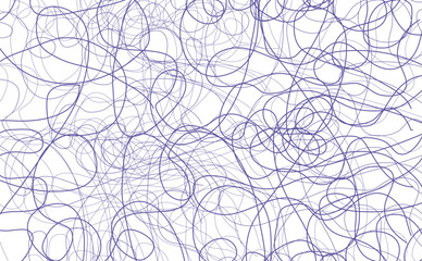 Wall Mural - Abstract doodle chaos pattern. Violet lines in trendy color Very peri on a white background.