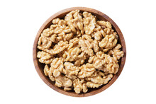 Bowl Of Walnuts Isolated On Transparent Background, Top View