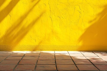 Yellow wall with drop shadow and light for background banner template