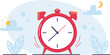 © Оля Палац - Alarm clock, wake up time with leaves and clouds on background in flat style. Vector illustration