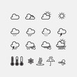 16 simple daytime weather icons with a outline style