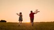 © DREAM INSPIRATION - happy boy girl child play airplane pilot sunset, children family dream flying, kids playing laughing, parents children walking field, moment childhood, jumping, let your imagination take off, chasing