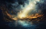 Fototapeta Niebo - Celestial Cascade Glow texture.