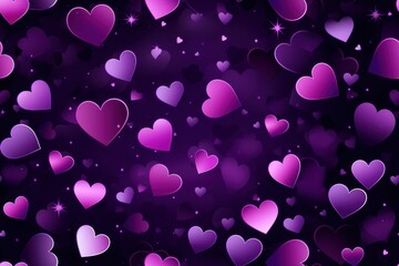 Wall Mural -  a lot of pink hearts on a purple background with stars and sparkles in the middle of the image, all in the shape of a heart.