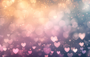 Wall Mural - bokeh heart background for valentine's day, soft pastel color