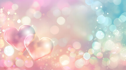 Wall Mural - bokeh heart background for valentine's day, soft pastel color