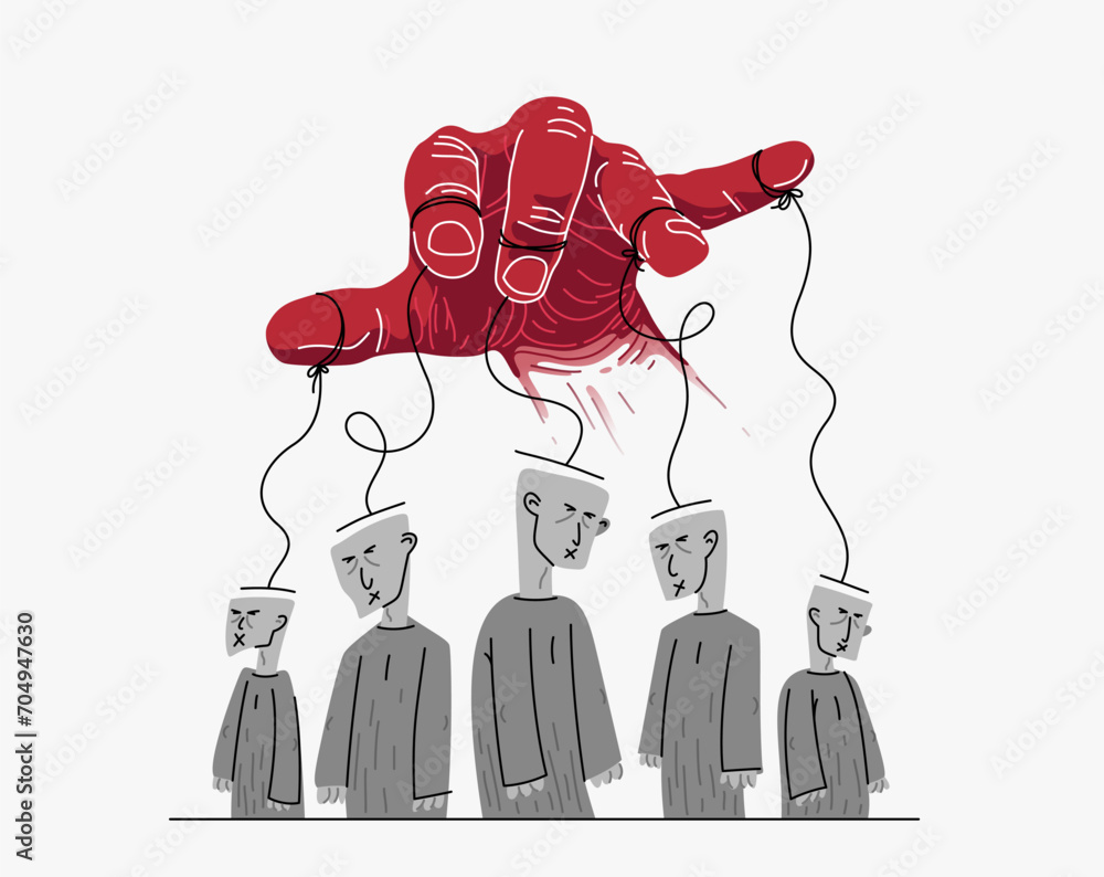 Hand of a toxic manipulator controls his victims, social zombies ...