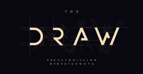 Poster - Architect logo alphabet, bold creative letters, unique architectural font for modern elegant logo, stylish minimalist headline, futuristic typographic design. Vector typeset.