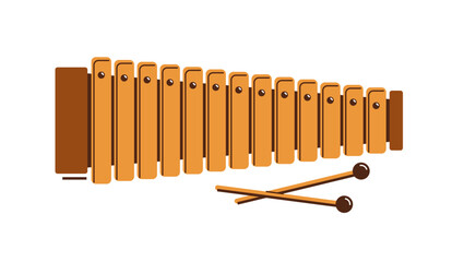 Wall Mural - Xylophone musical instrument vector flat illustration isolated over white background, classical music instruments.