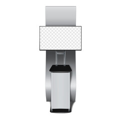 Wall Mural - Trade show pop TV counter stand, front view. Vector mock-up. Tradeshow exhibition monitor display mockup. Template for design