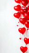 © Enrique - Red heart shaped balloons on white background, flat lay with space for text. Saint Valentine's day celebration