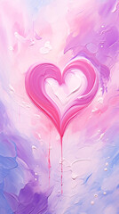 Wall Mural - Valentine's Day card. Heart background, art painting texture, acrylic brushstroke.