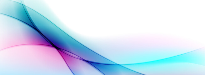 Poster - blue and purple abstract glowing waves on white background. vector banner design