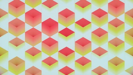 Leinwandbilder - Pattern of shapes with green-pink gradient. 3d rendering loop animation 4K