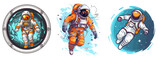 Fototapeta Dziecięca - astronaut collection different colors, spacecraft illustration
