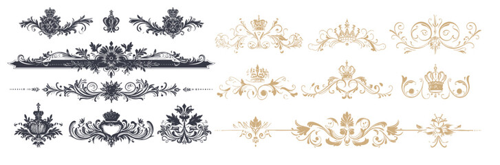 Wall Mural - Ornate scroll and decorative design elements with crowns
