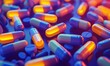 Bright collection of pills and capsules illuminated by dynamic lighting — high quality stock image