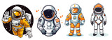 Fototapeta Dziecięca - astronaut collection different colors, spacecraft illustration
