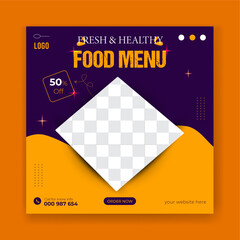 Wall Mural - Food social media post design vector template