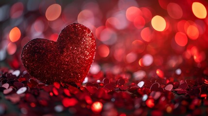 Wall Mural - Red heart background, Generative AI