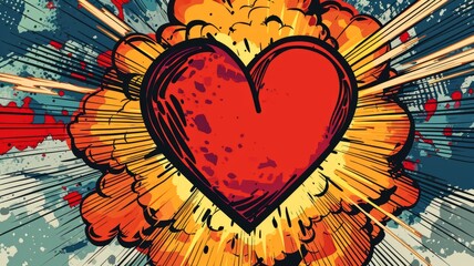Wall Mural - pop art heart, generative ai