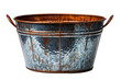 Empty old fashion silver bucket isolated on PNG Background. Generative Ai.