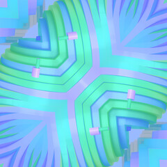 Poster - Colorful abstract design reminiscent of a kaleidoscope pattern. 3d rendering digital illustration