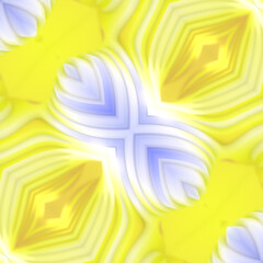 Poster - Bright and colorful digital illustration in yellow and blue, with a sunflower-like pattern. Abstract style. 3d rendering