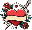 © Chattanooga Tshirt - Traditional Tattoo Hearts and Scrolls Vector SVG collection with knife dagger .  Classic Mom tattoo art, this valentine beautifully rendered hearts and scrolls temporary tattoos transparent background