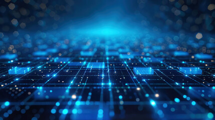 Abstract blue technology background with digital square pattern