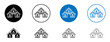 Neighborhood Line Icon Set. Vicinal roommate and neighborhood vector symbol in black and blue color.