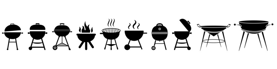 Wall Mural - BBQ icon vector set. Grill illustration sign collection. Picnic symbol or logo.